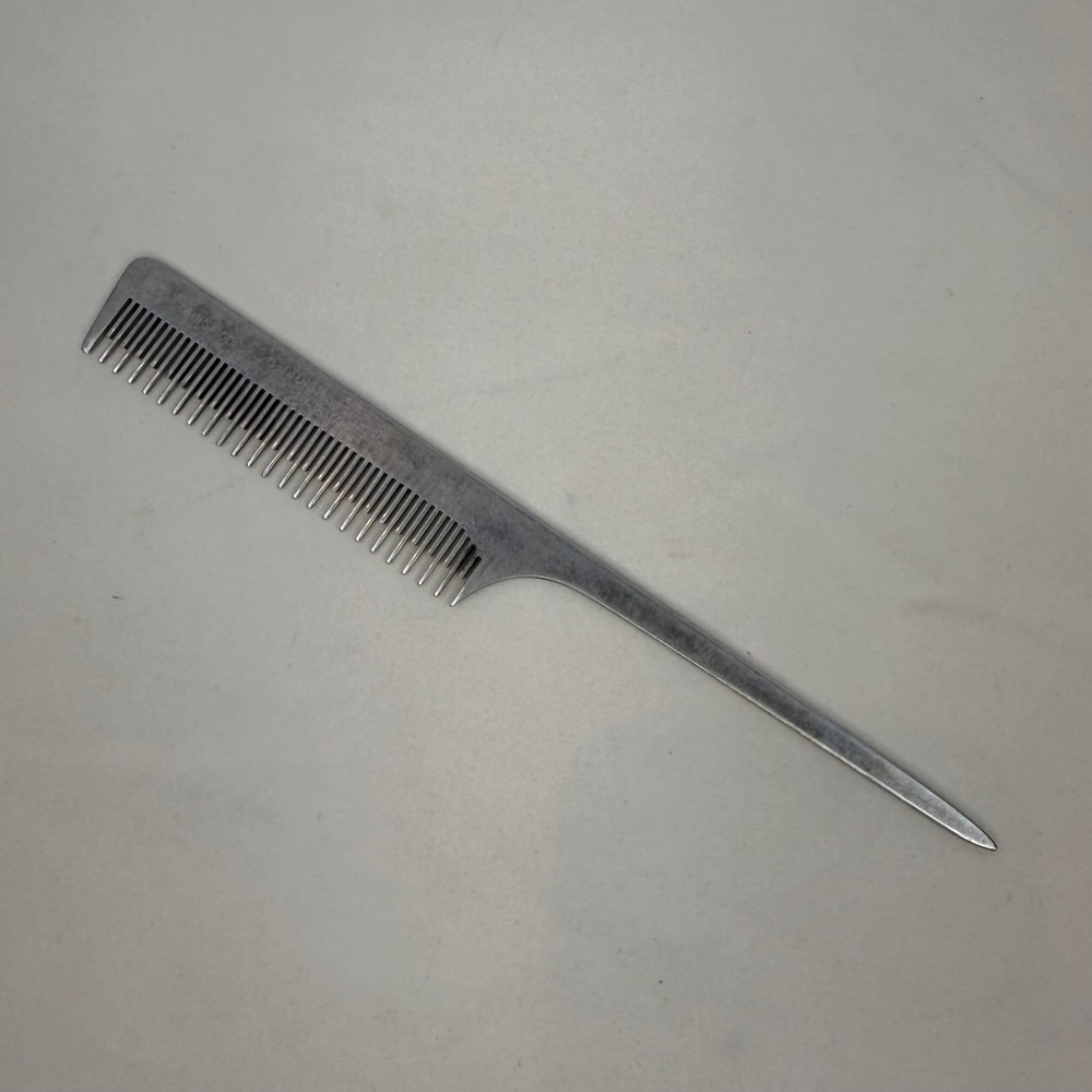 Vintage Swedish Crown for Deltar Metal Rat Tail Comb Handmade in Sweden